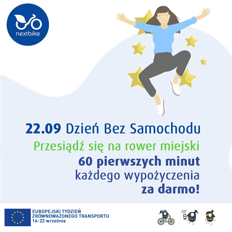 Dzień bez samochodu na rowerach miejskich Nextbike: pierwsza godzina za darmo