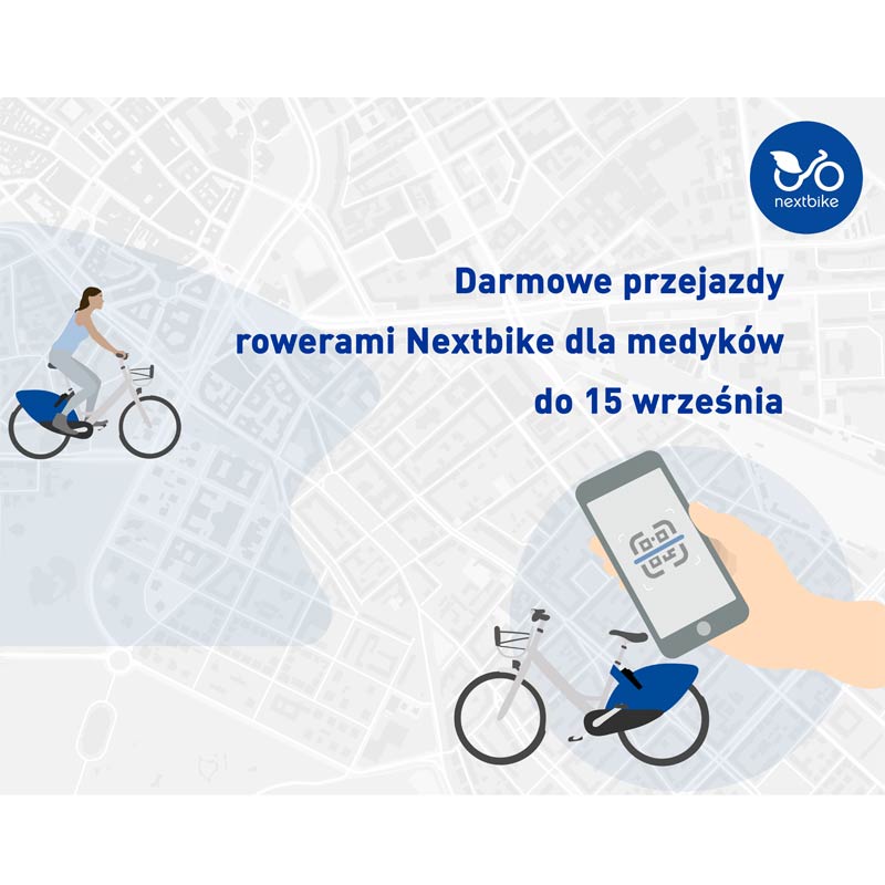 Darmowe przejazdy rowerami Nextbike dla medyków do połowy września!