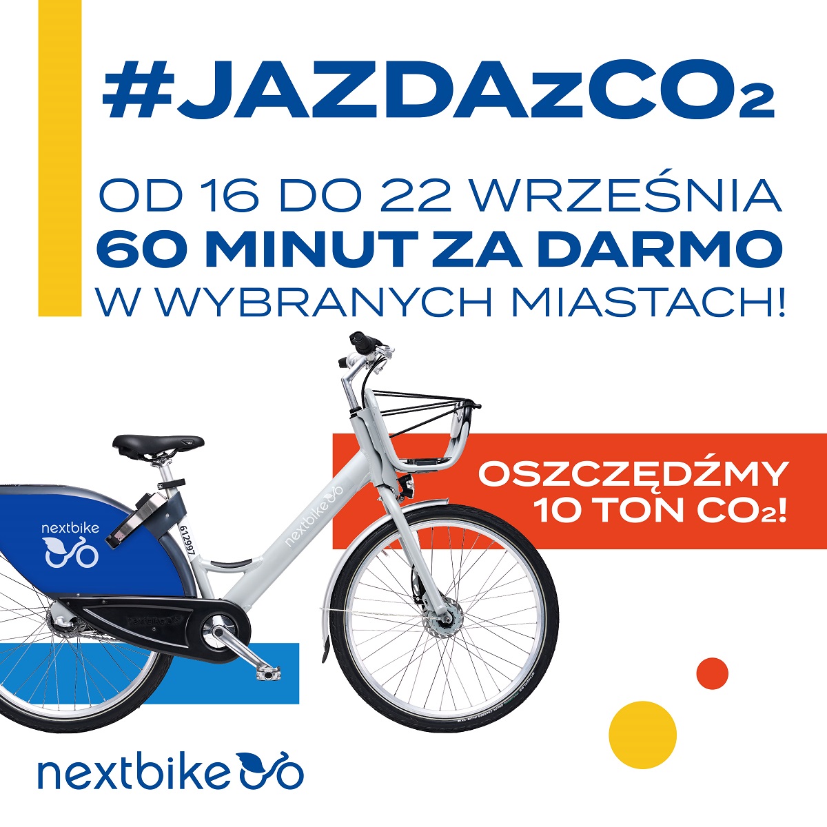 „Jazda z CO2” – Darmowa godzina jazdy na rowerach miejskich od Nextbike przez cały Europejski Tydzień Mobilności